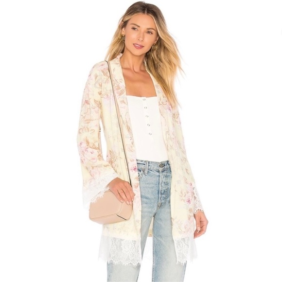 Majorelle / Revolve Ella Robe lace  Floral Yellow Small S - Picture 3 of 8